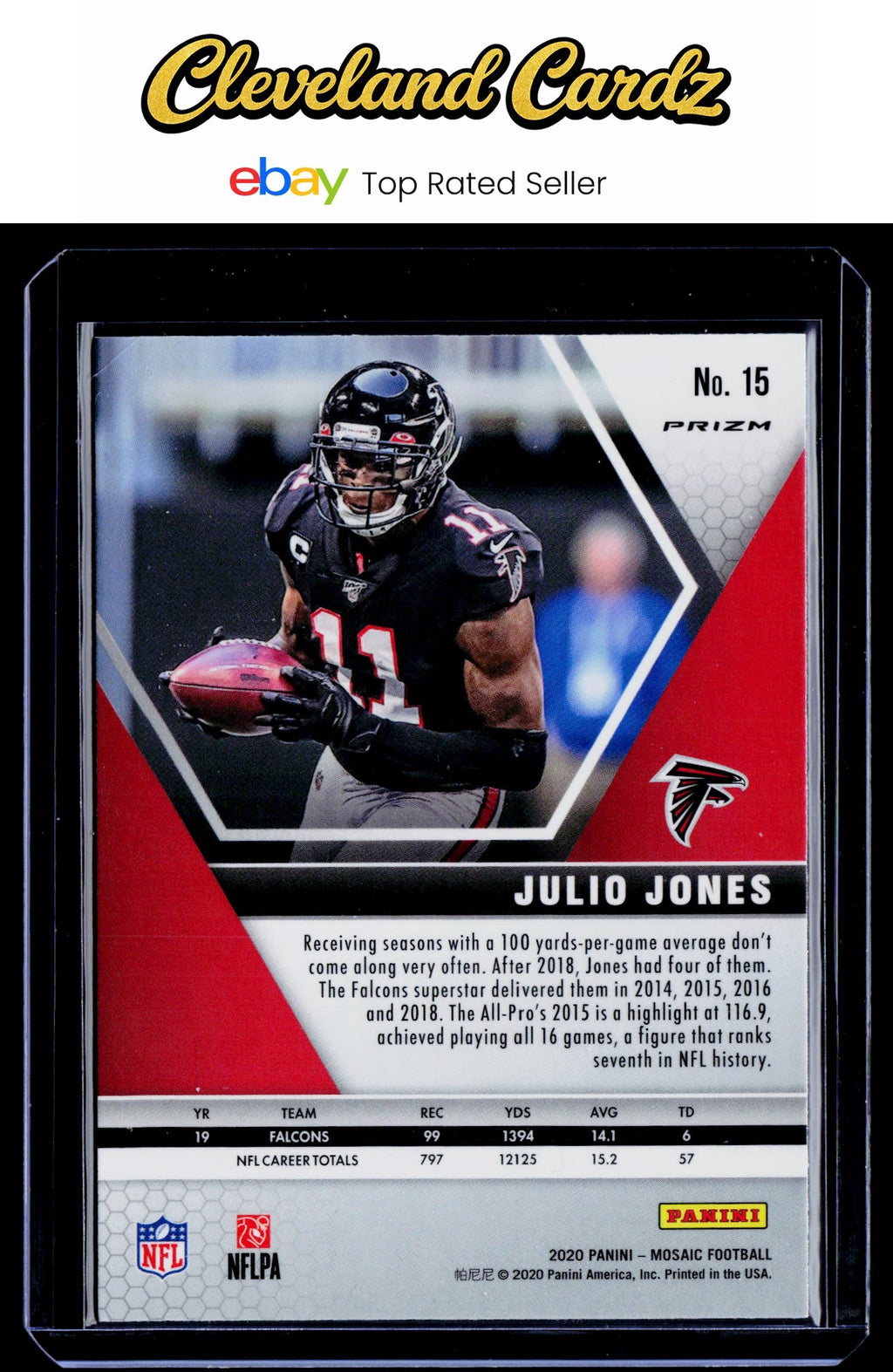 2020 Panini Mosaic #15 Julio Jones Prizm Reactive Gold