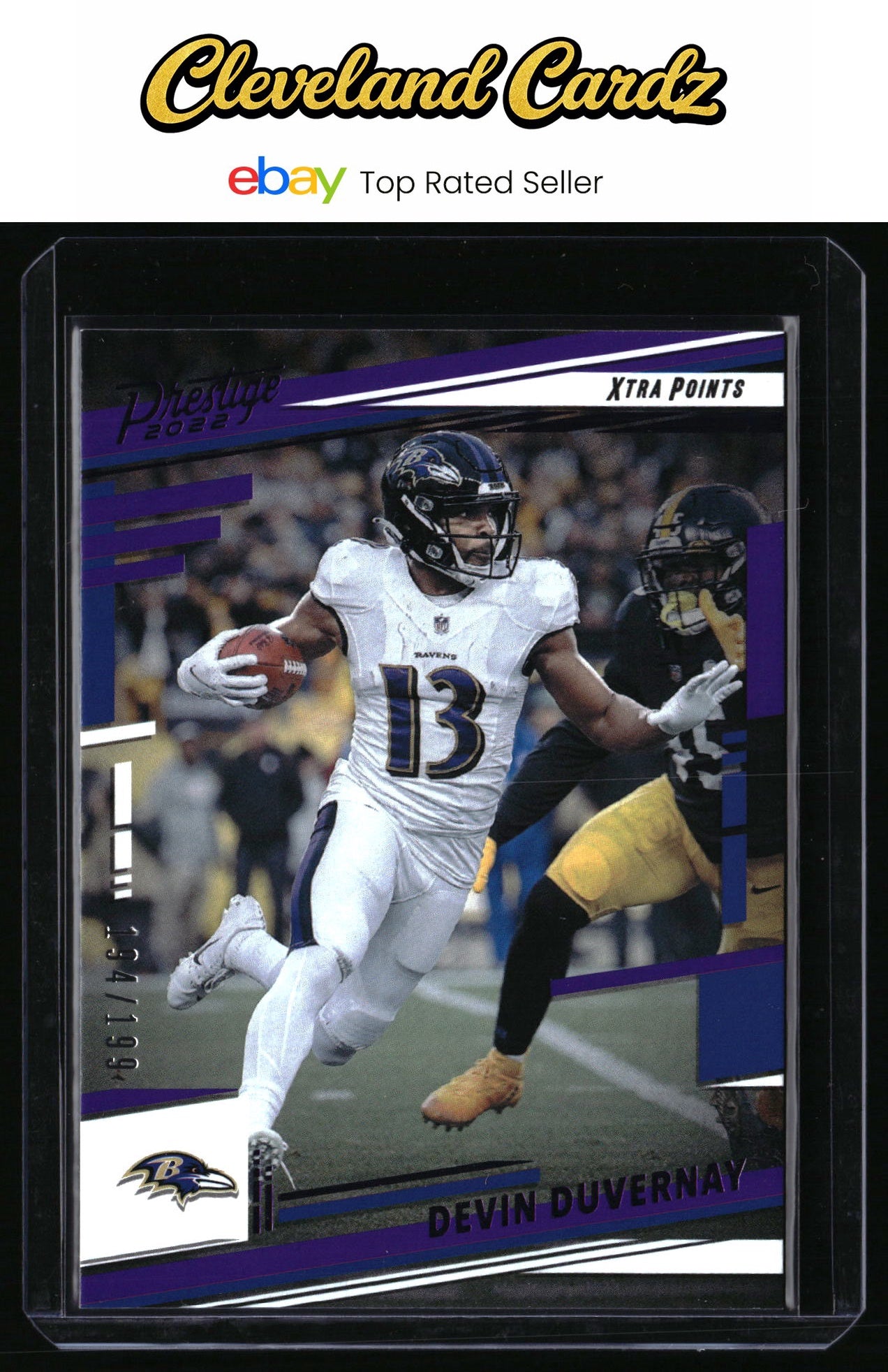 2022 Panini Prestige #25 Devin Duvernay Xtra Points Premium Purple #/199