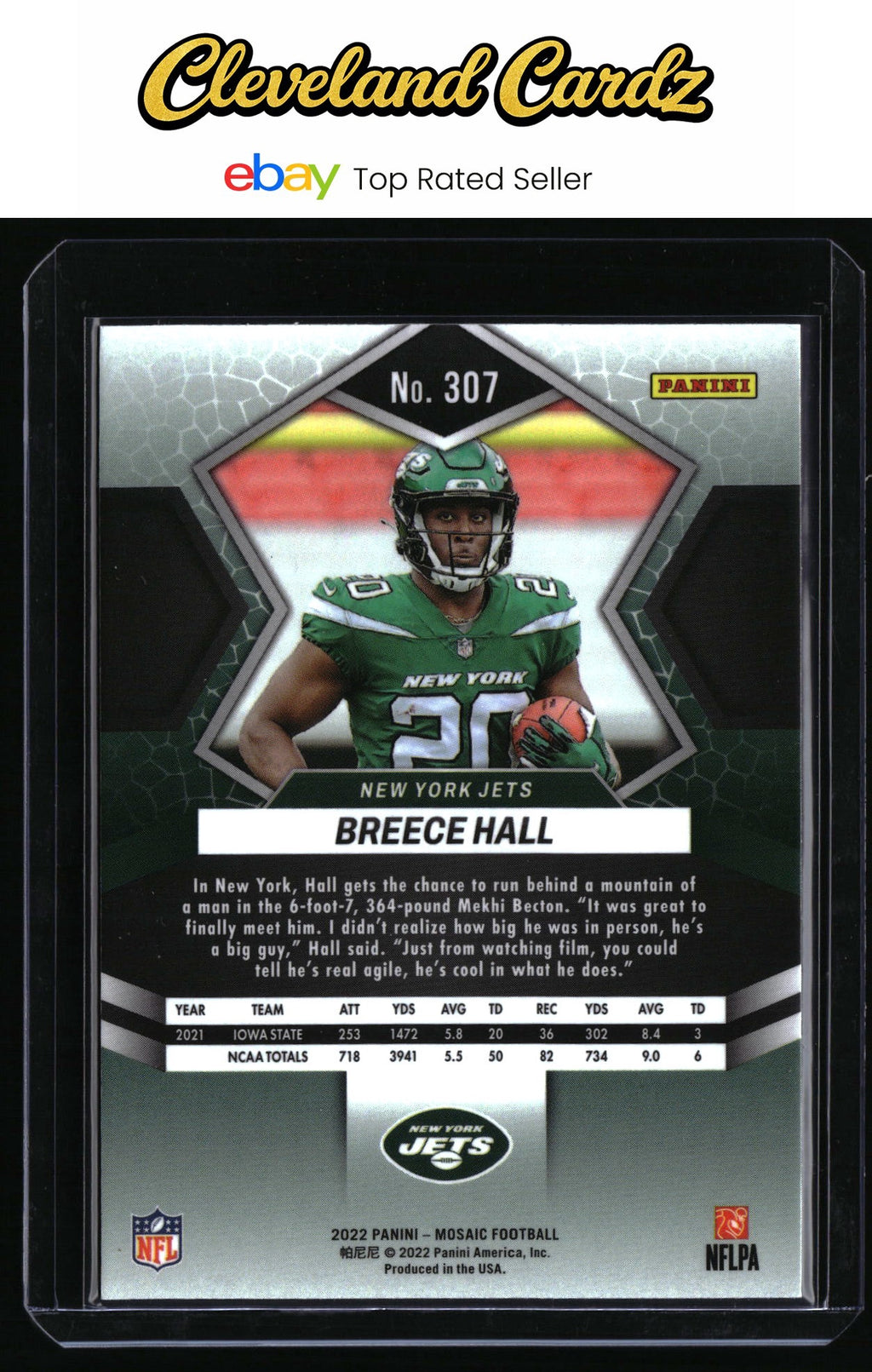 2022 Panini Mosaic #307 Breece Hall RC