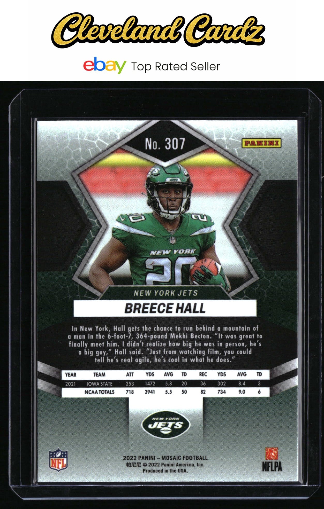 2022 Panini Mosaic #307 Breece Hall RC