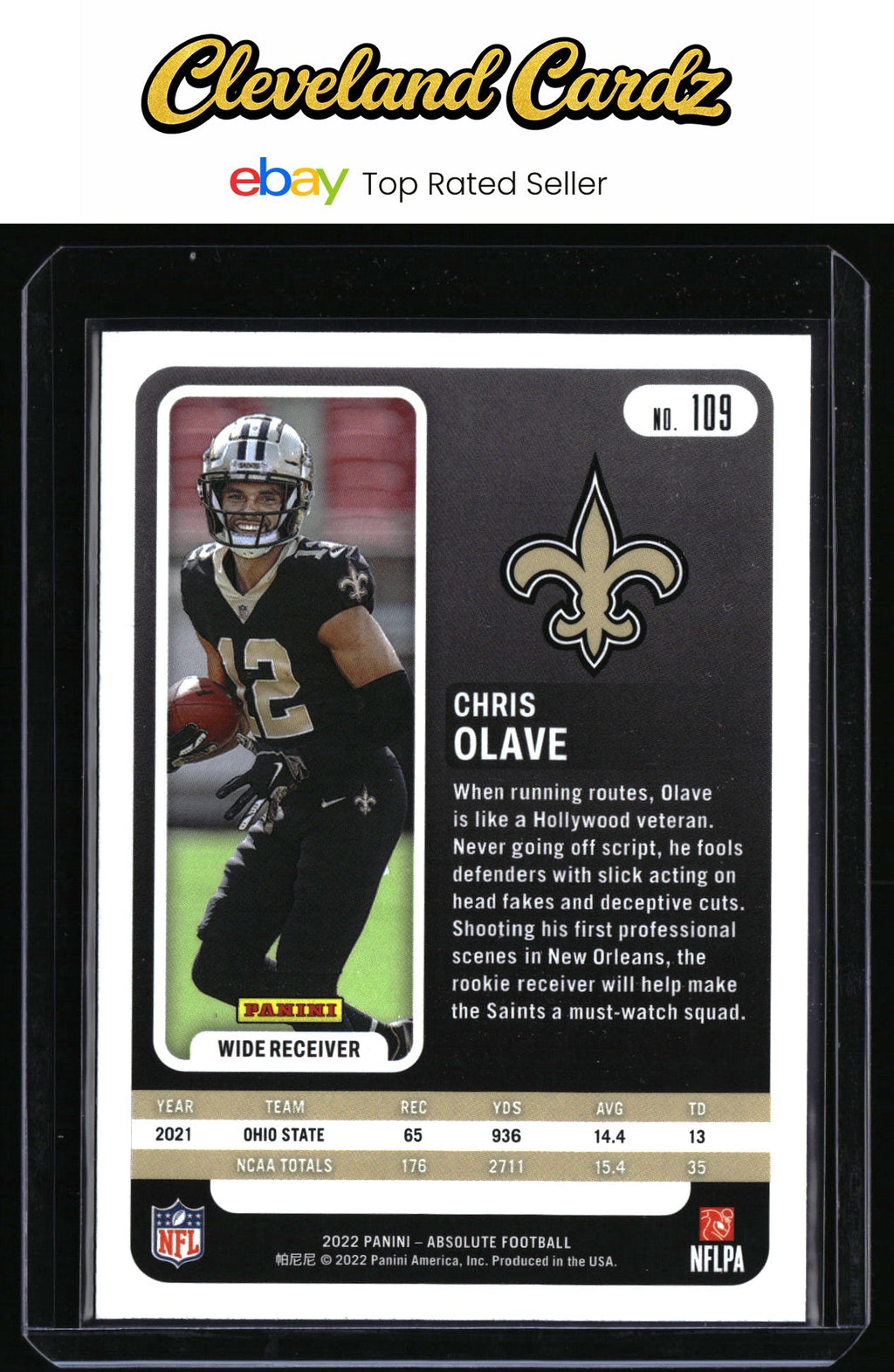 2022 Panini Absolute #109 Chris Olave RC