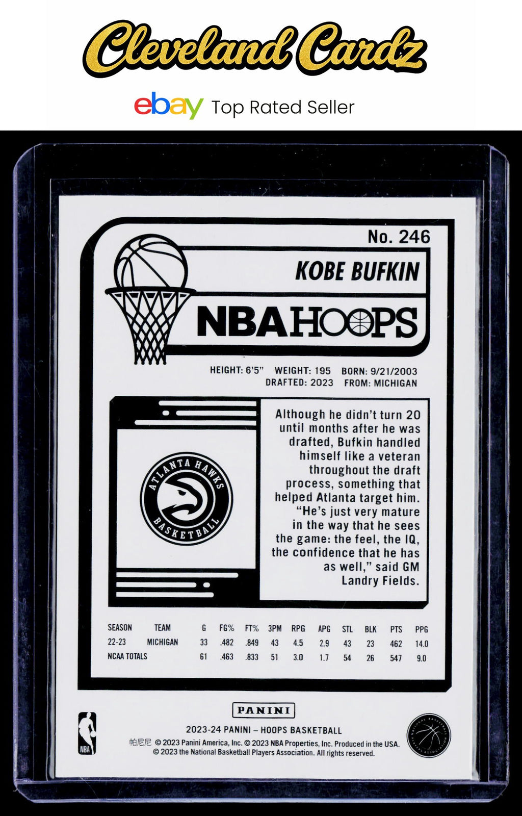 2023-24 Hoops #246 Kobe Bufkin RC