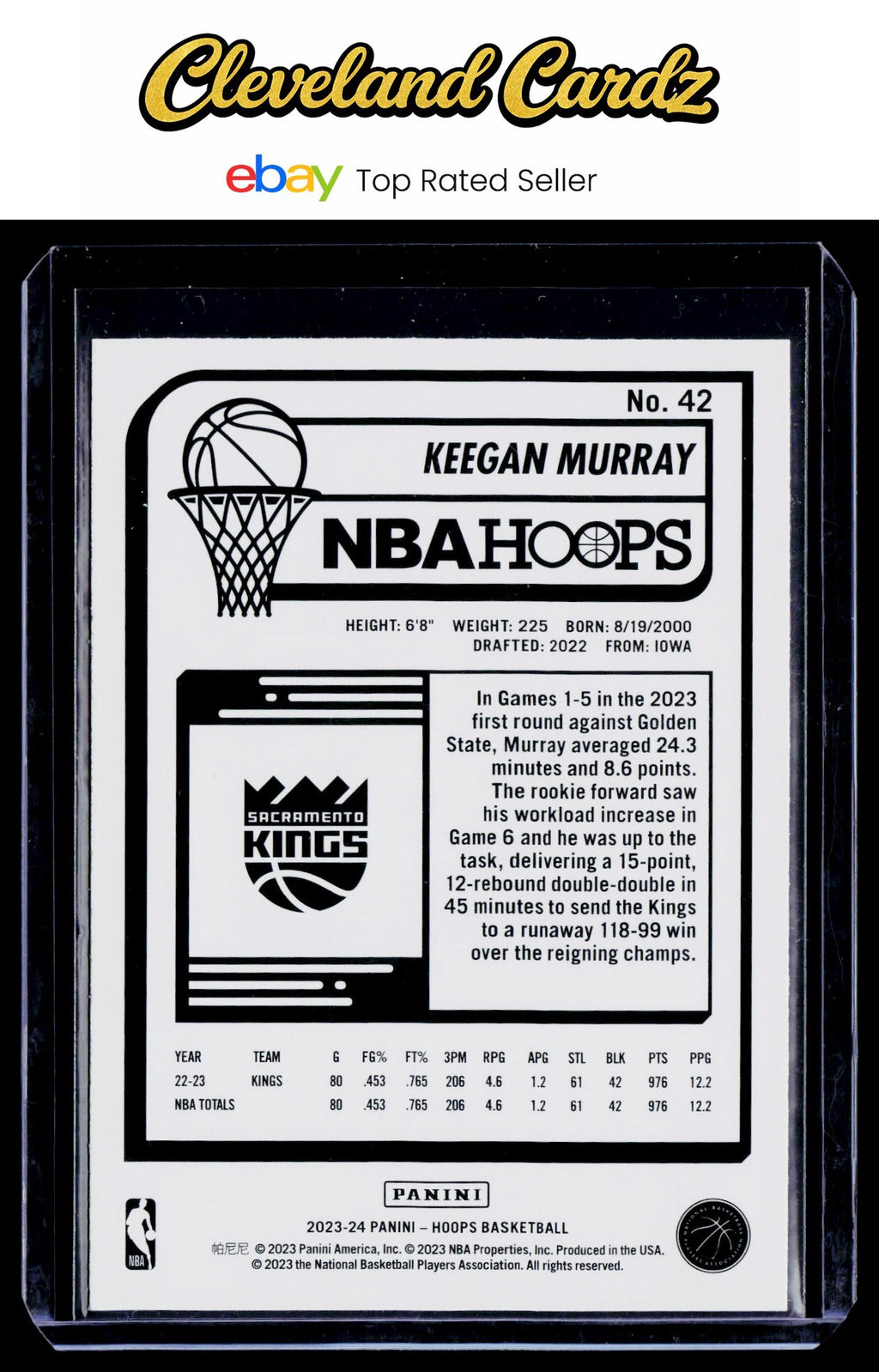 2023-24 Hoops #42 Keegan Murray Yellow