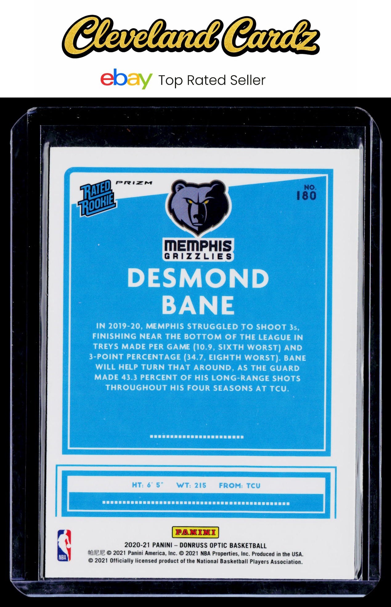 2020-21 Donruss Optic #180 Desmond Bane Purple RC