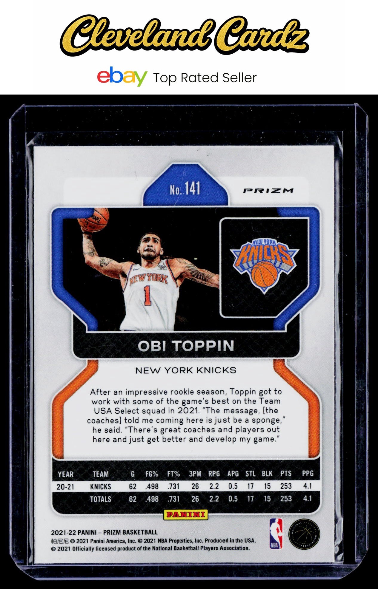 2021-22 Panini Prizm #141 Obi Toppin Ice