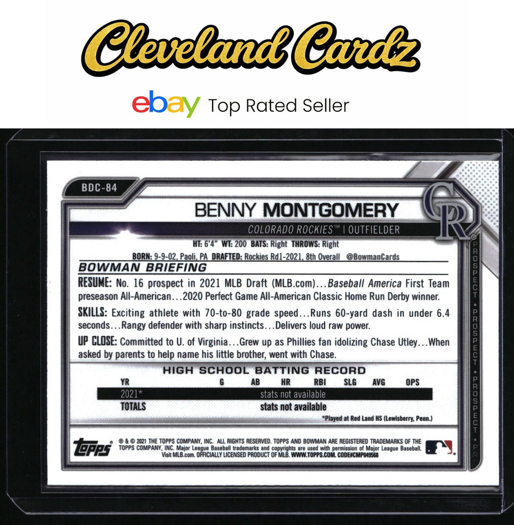 2021 Bowman Draft #BDC-84 Benny Montgomery Chrome