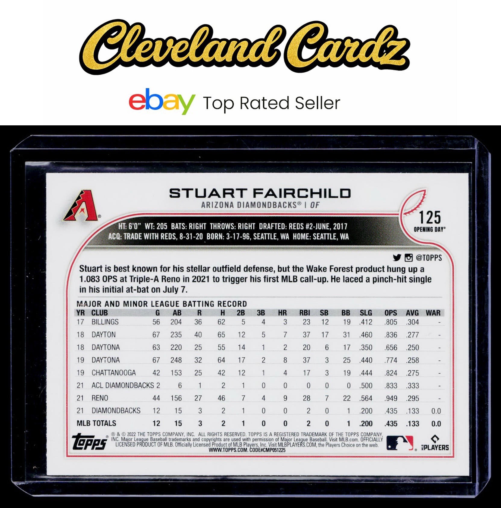 2022 Topps Opening Day #125 Stuart Fairchild Blue Foil