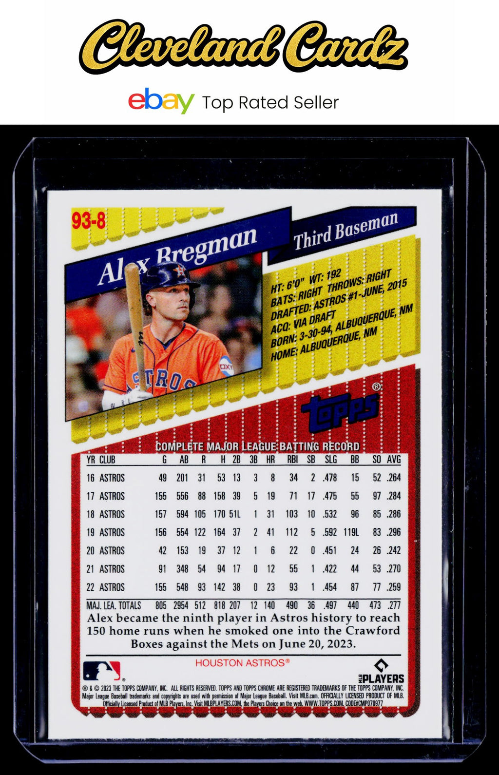 2023 Topps Chrome Lids Mitchell & Ness #93-8 Alex Bregman