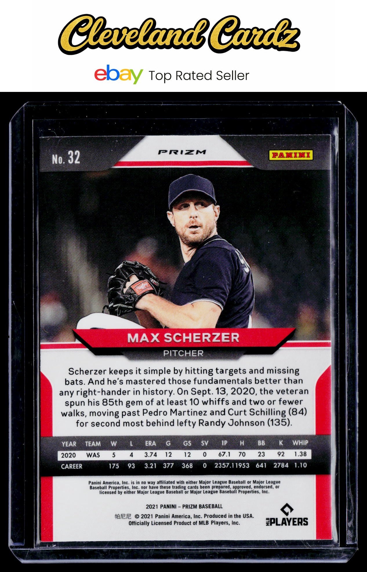 2021 Panini Prizm #32 Max Scherzer Red/White/Blue Prizm