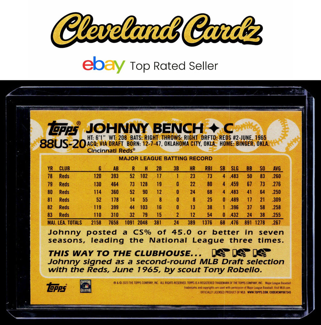 2023 Topps Update #88US-20 Johnny Bench 1988 Topps Baseball 35th Anniversary
