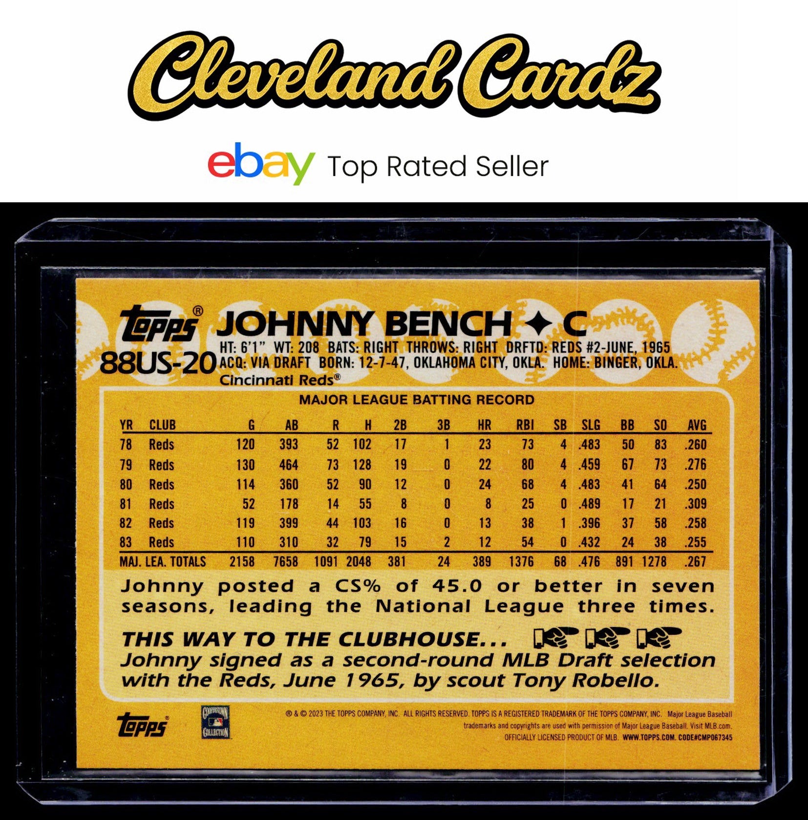 2023 Topps Update #88US-20 Johnny Bench 1988 Topps Baseball 35th Anniversary