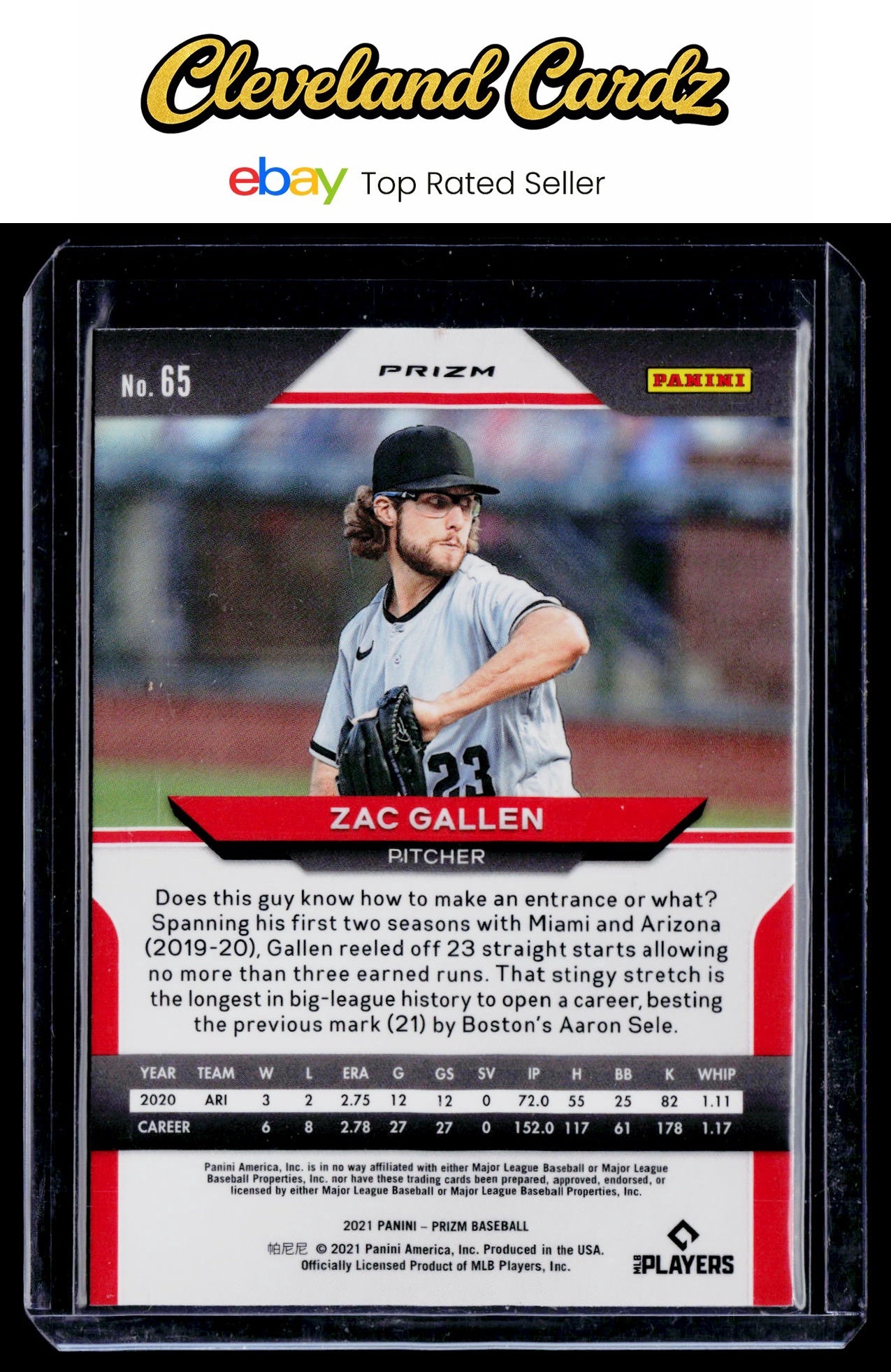 2021 Panini Prizm #65 Zac Gallen Red/White/Blue Prizm