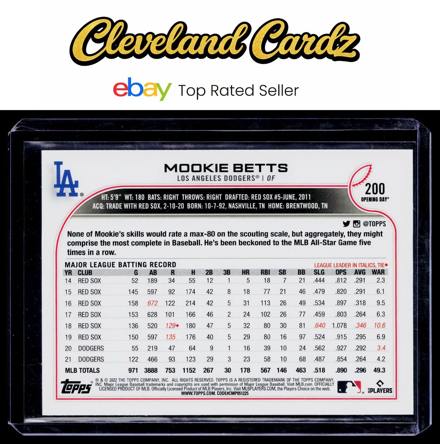 2022 Topps #50 Mookie Betts  582 Montgomery