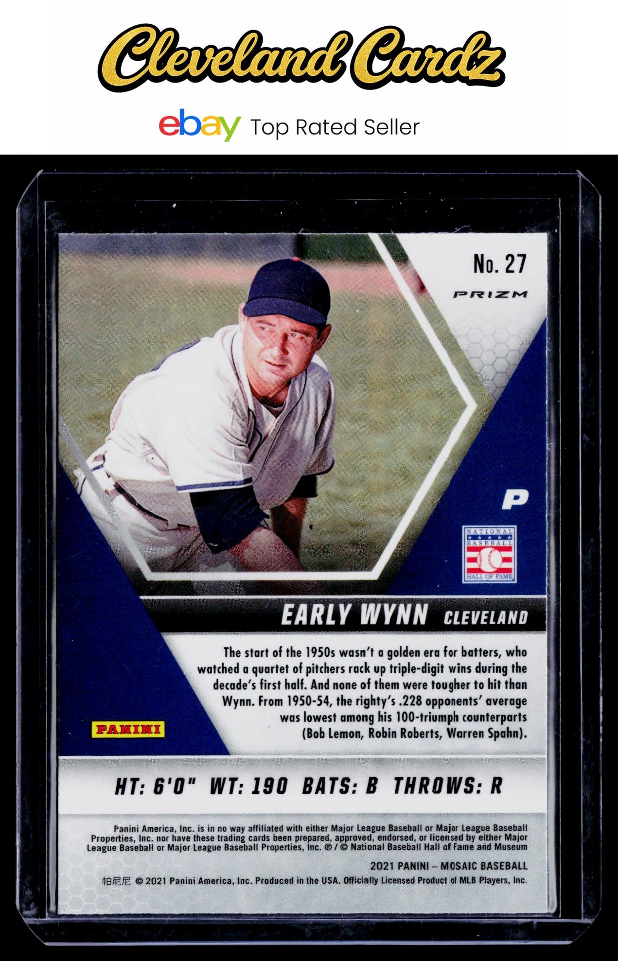 2021 Panini Mosaic #27 Early Wynn Blue Camo