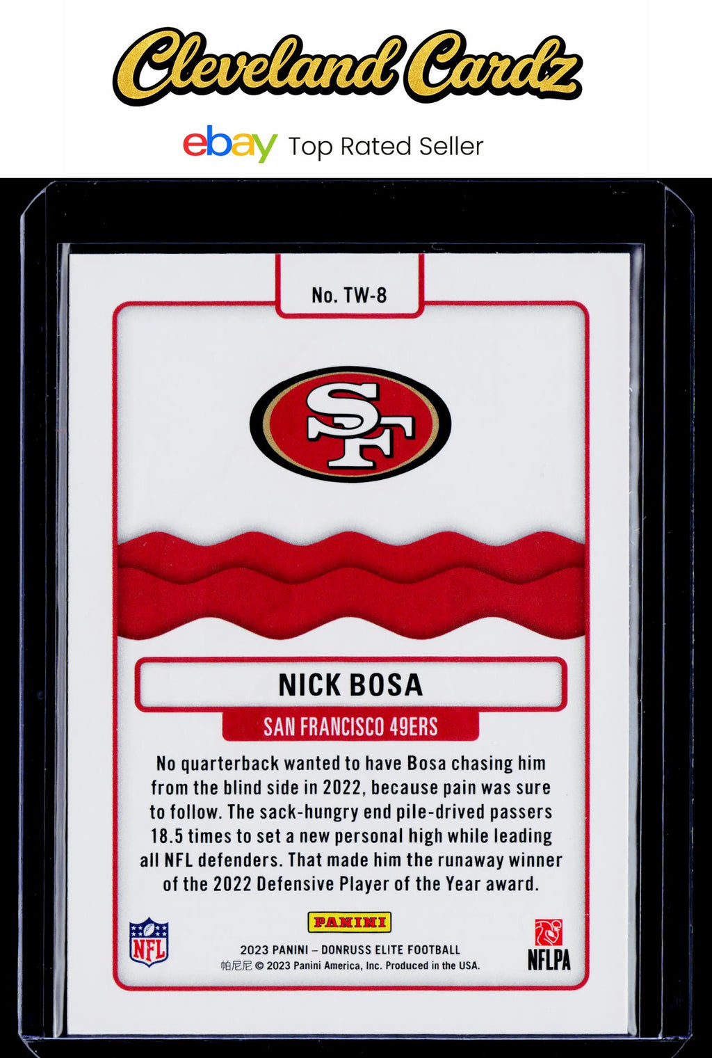 2023 Donruss Elite #TW-8 Nick Bosa Title Waves Green