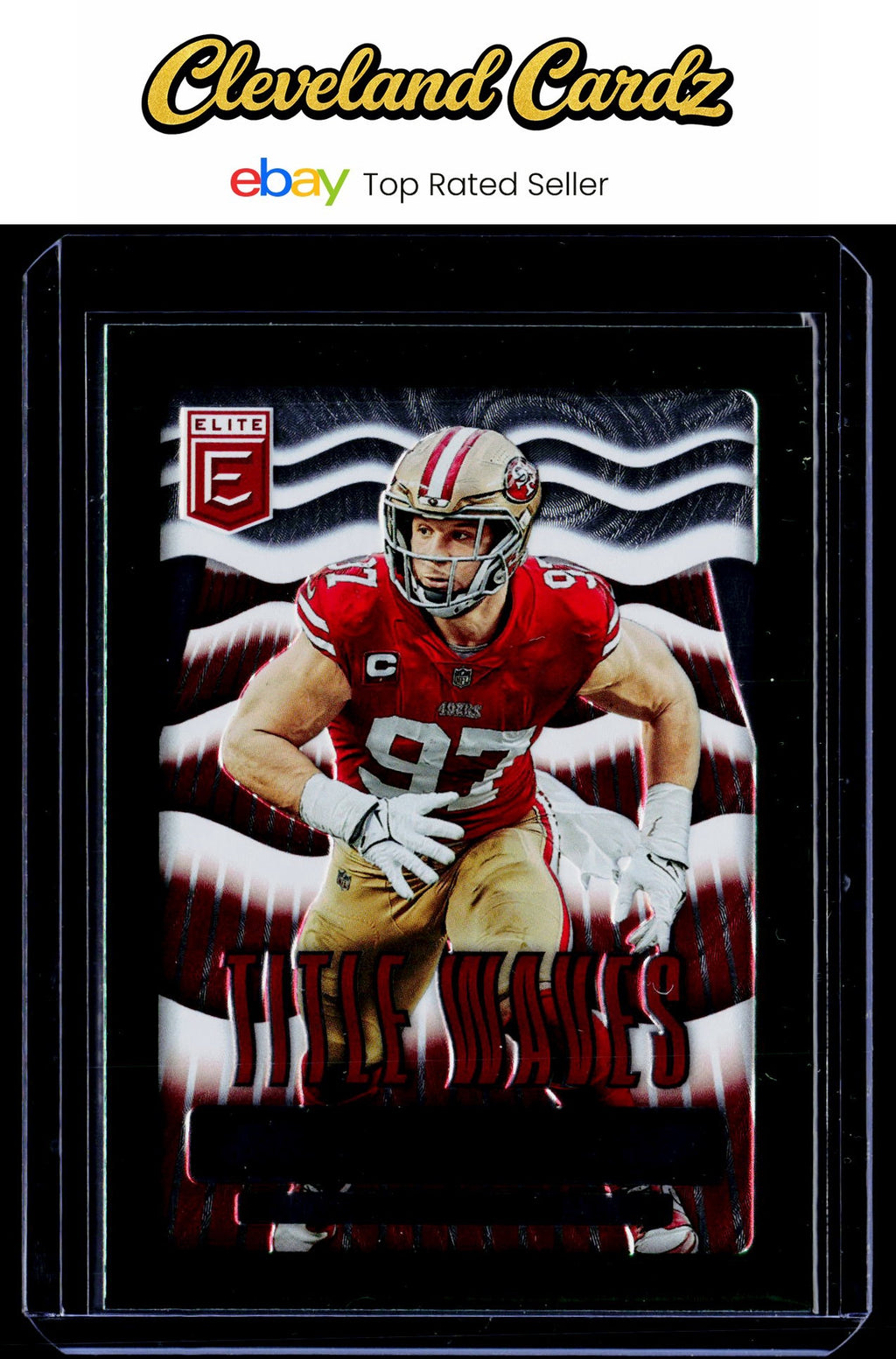 2023 Donruss Elite #TW-8 Nick Bosa Title Waves Green