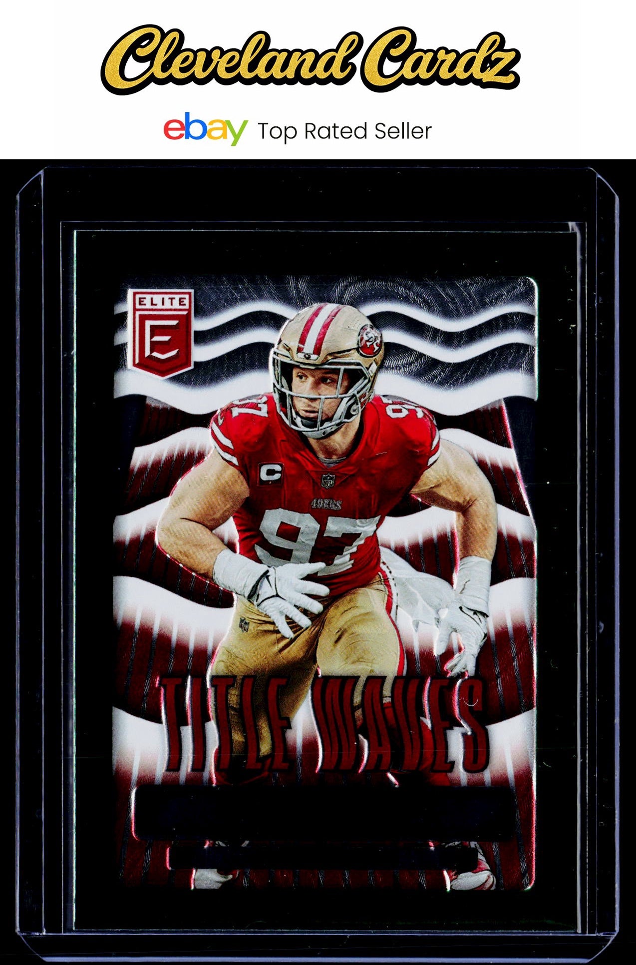 2023 Donruss Elite #TW-8 Nick Bosa Title Waves Green