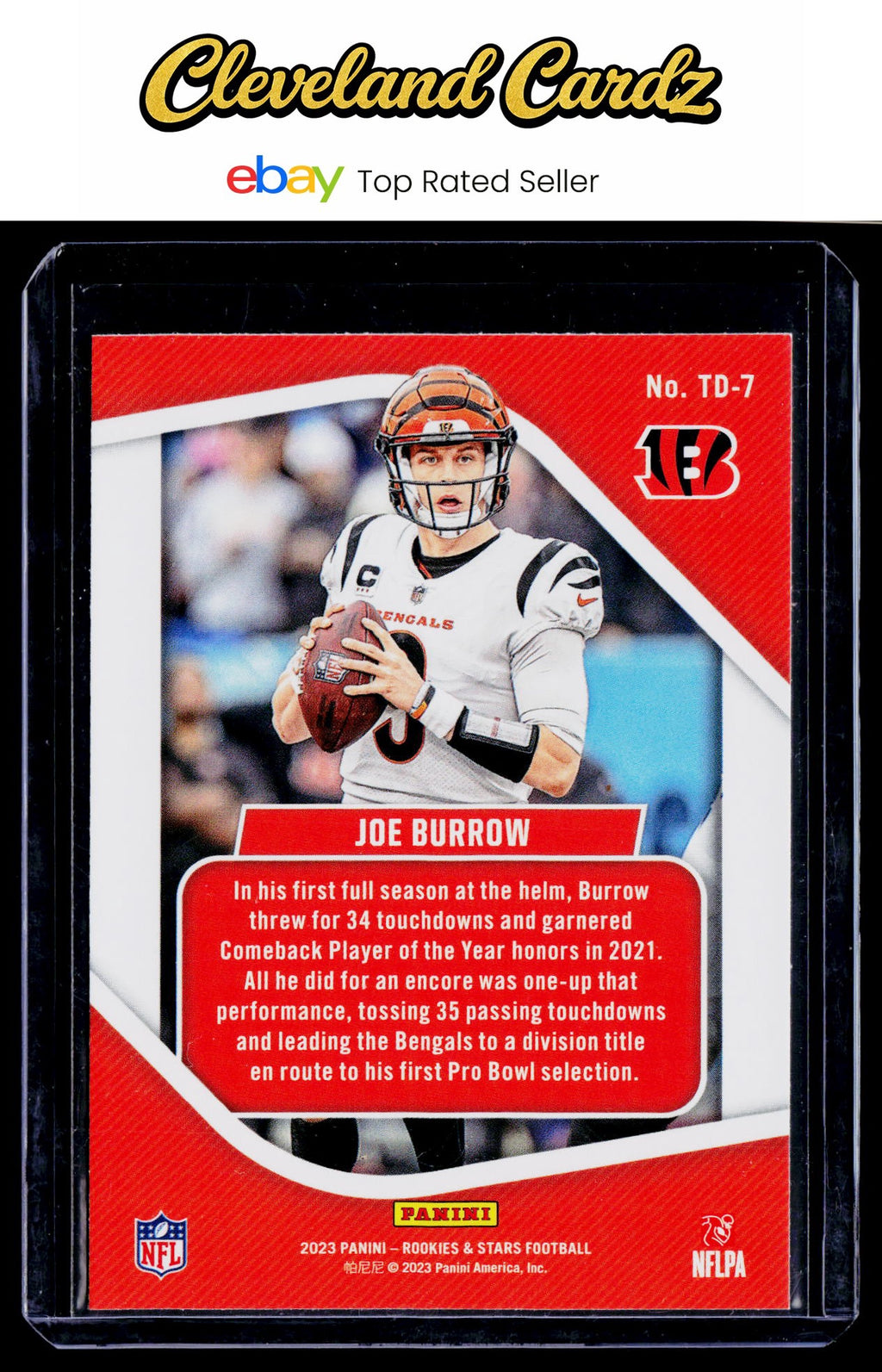 2023 Panini Rookies & Stars #TD-7 Joe Burrow Touchdown Club