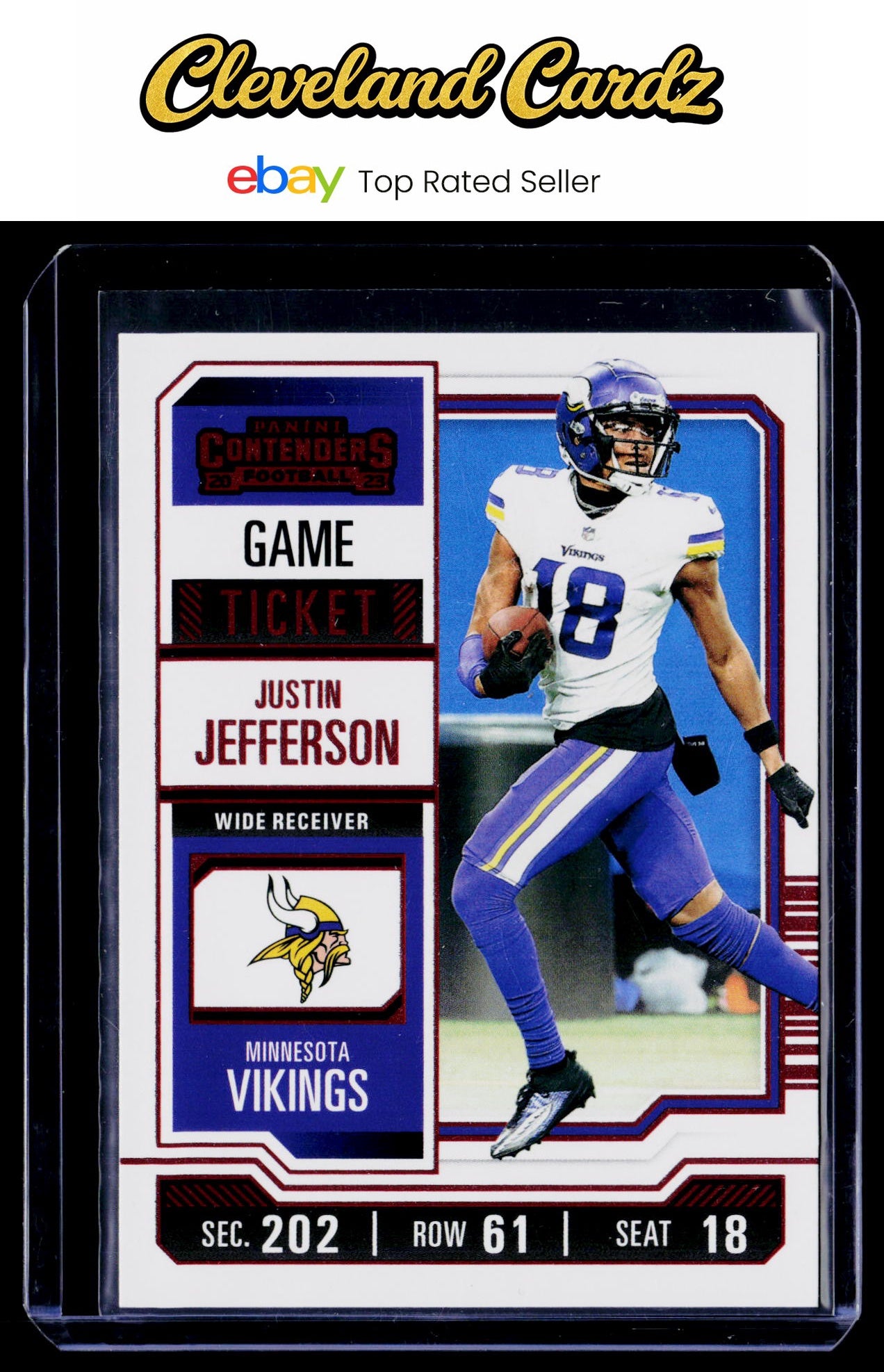2023 Panini Contenders #67 Justin Jefferson Game Ticket Red