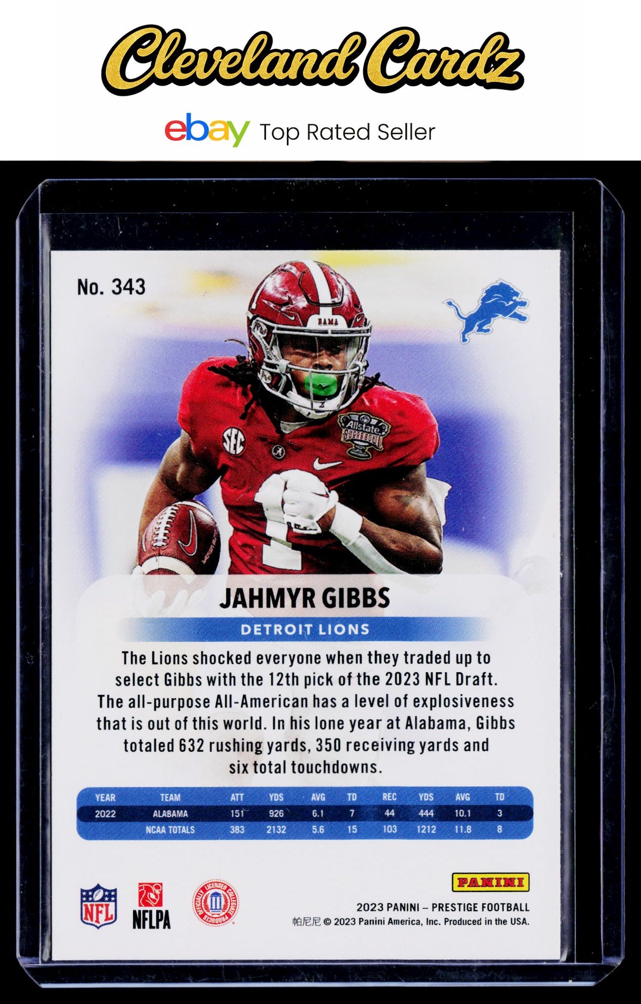 2023 Panini Prestige #343 Jahmyr Gibbs RC