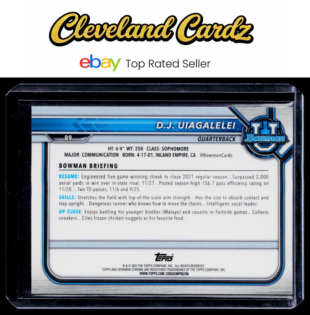2021-22 Bowman University #89 D.J. Uiagalelei Chrome Refractors