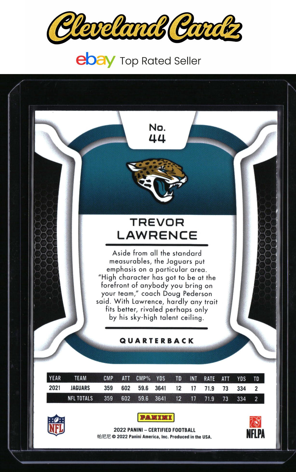 2022 Panini Certified #44 Trevor Lawrence