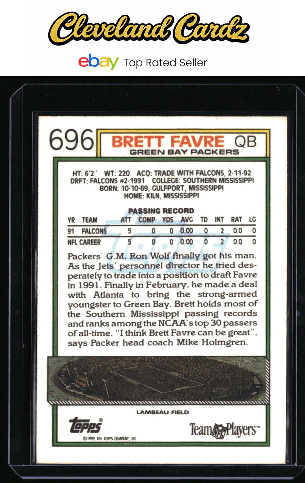 1992 Topps #696 Brett Favre