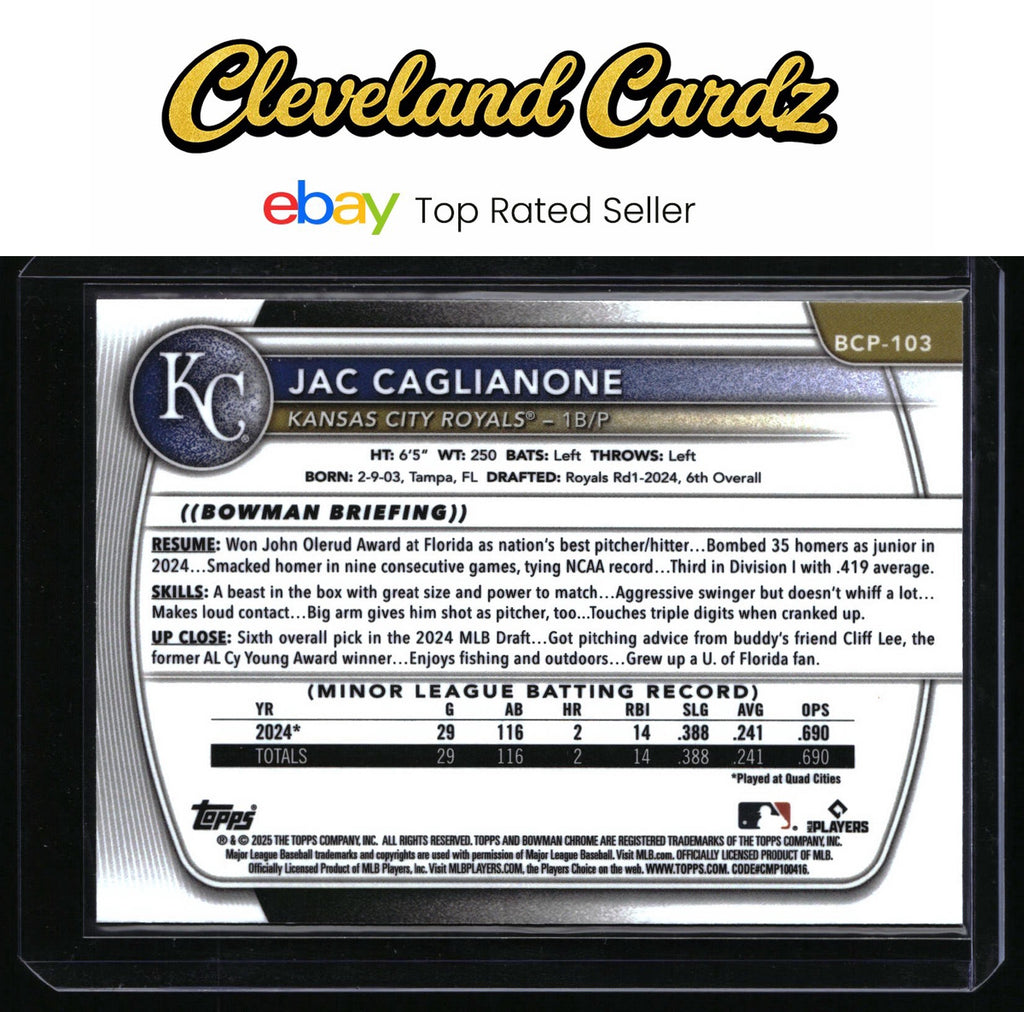 2025 Bowman #BCP-103 Jac Caglianone Chrome Prospects