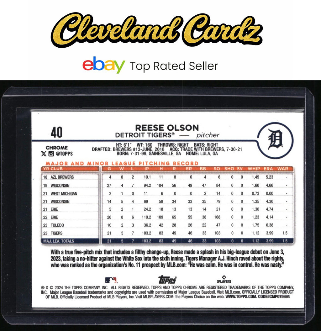 2024 Topps Chrome #40 Reese Olson Sepia Refractors RC