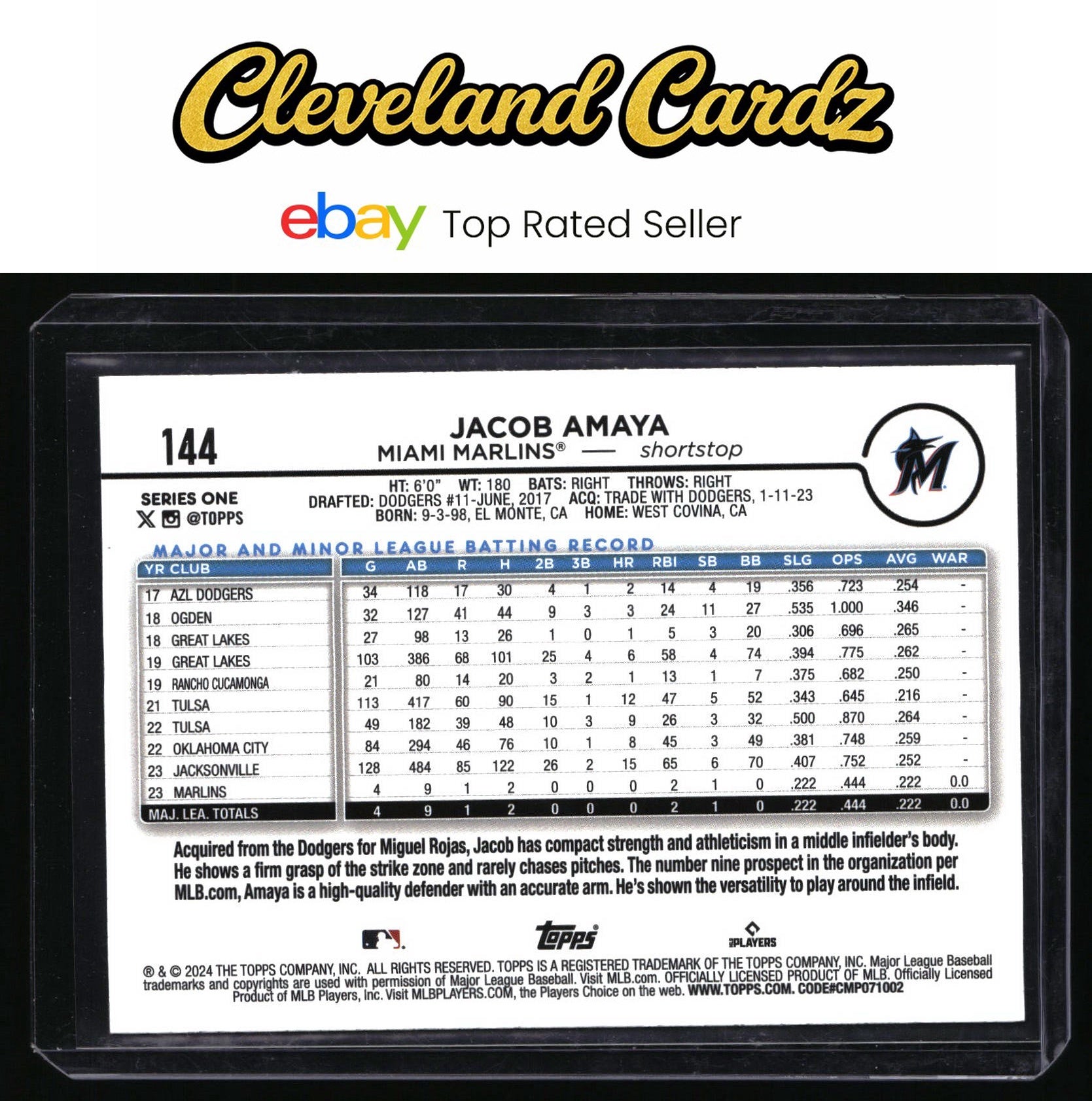 2024 Topps #144 Jacob Amaya Rainbow Foil RC