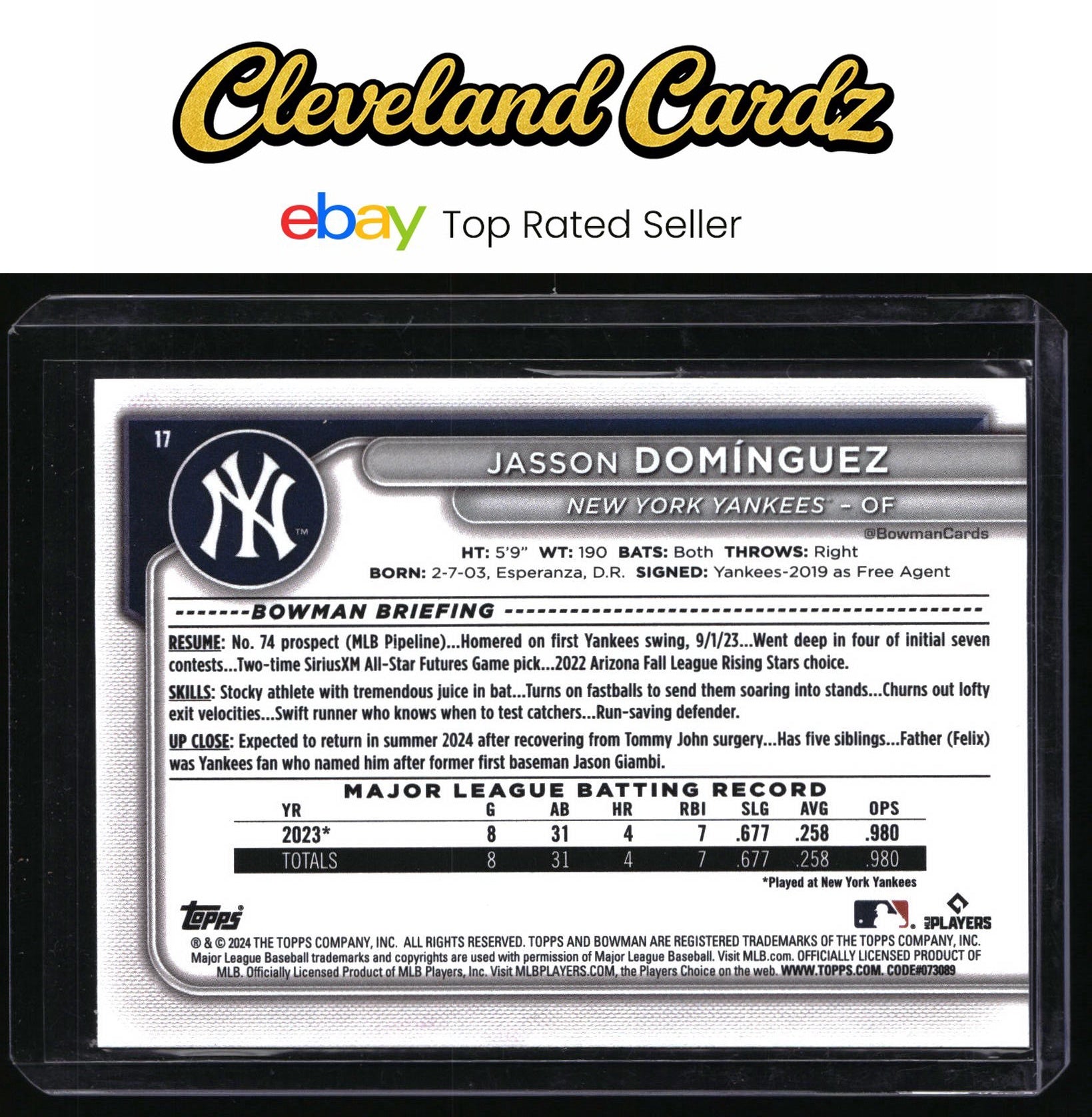 2024 Bowman #17 Jasson Domínguez RC