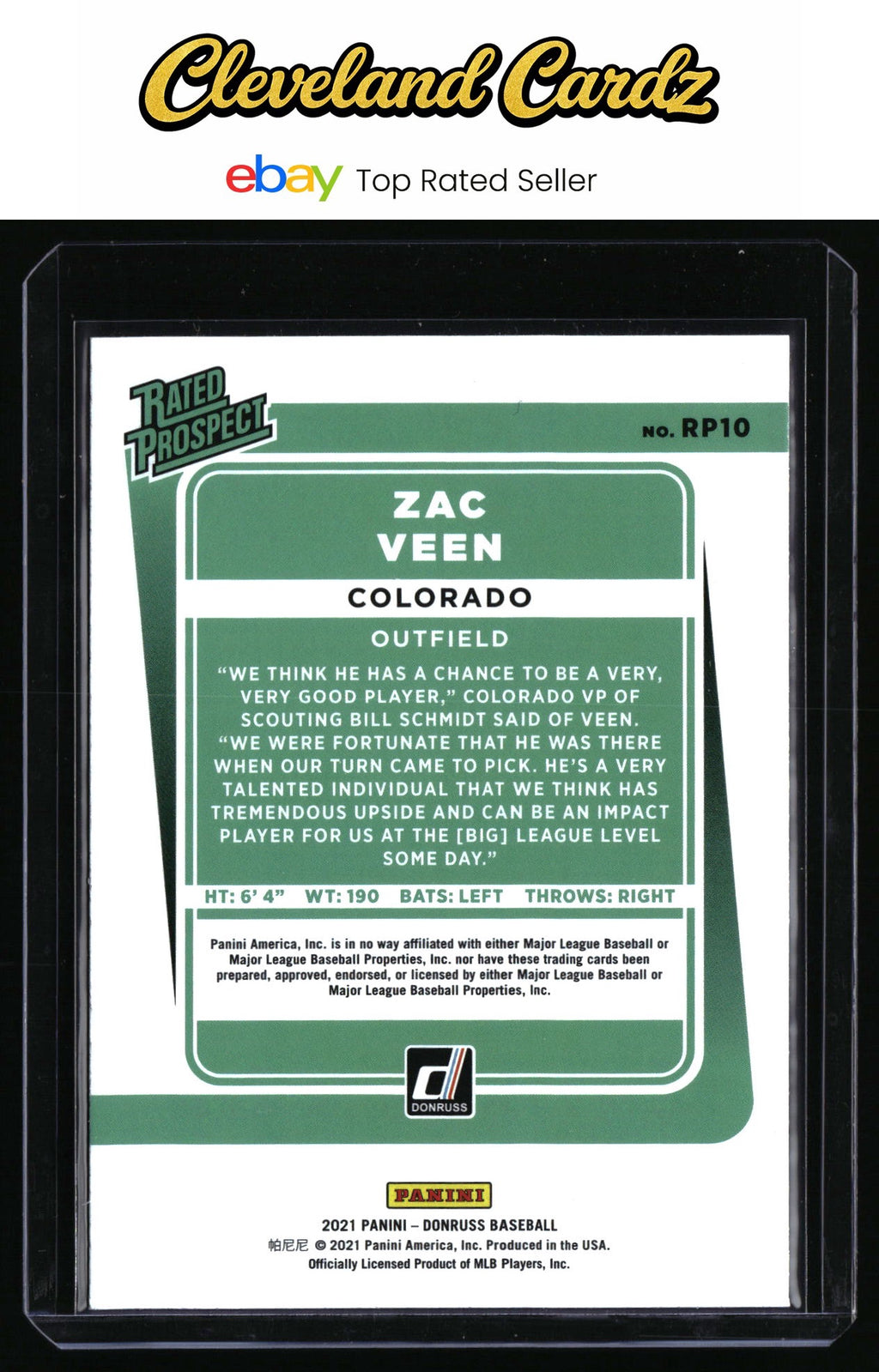 2021 Donruss #RP10 Zac Veen Rated Prospects Diamond