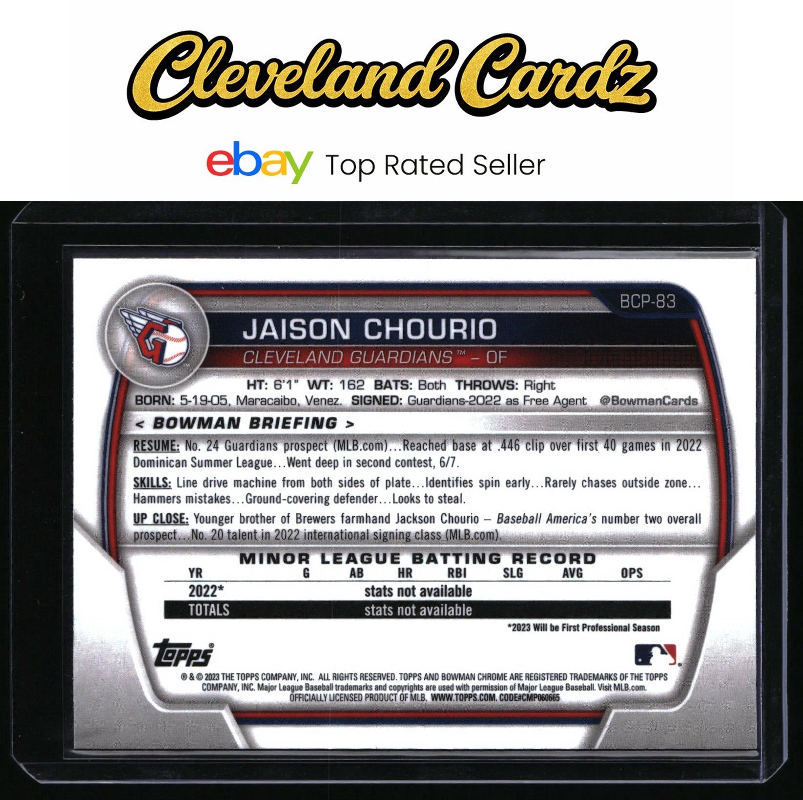 2023 Bowman #BCP-83 Jaison Chourio Chrome Prospects Atomic Refractors
