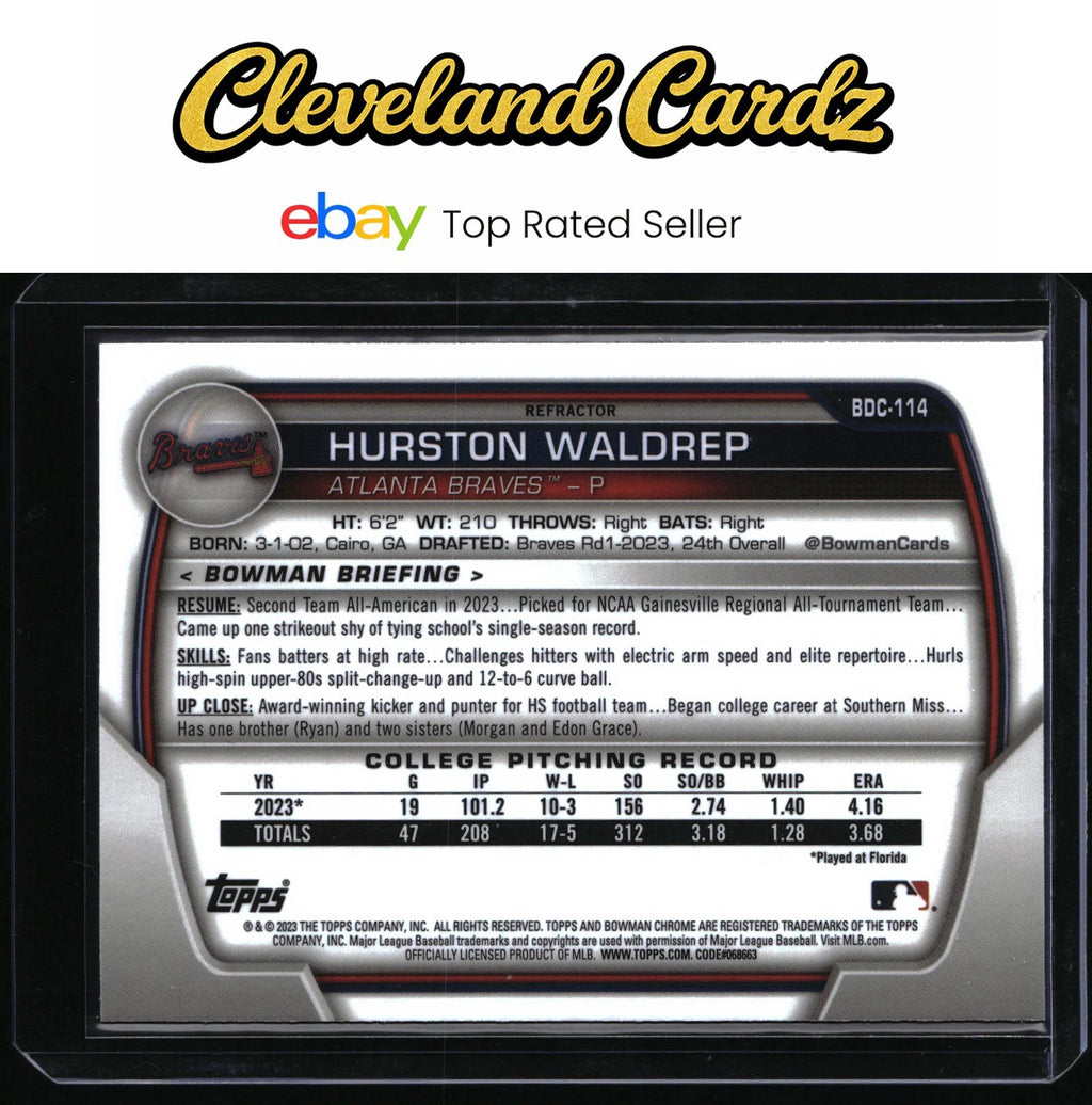 2023 Bowman Draft #BDC-114 Hurston Waldrep Chrome Refractor