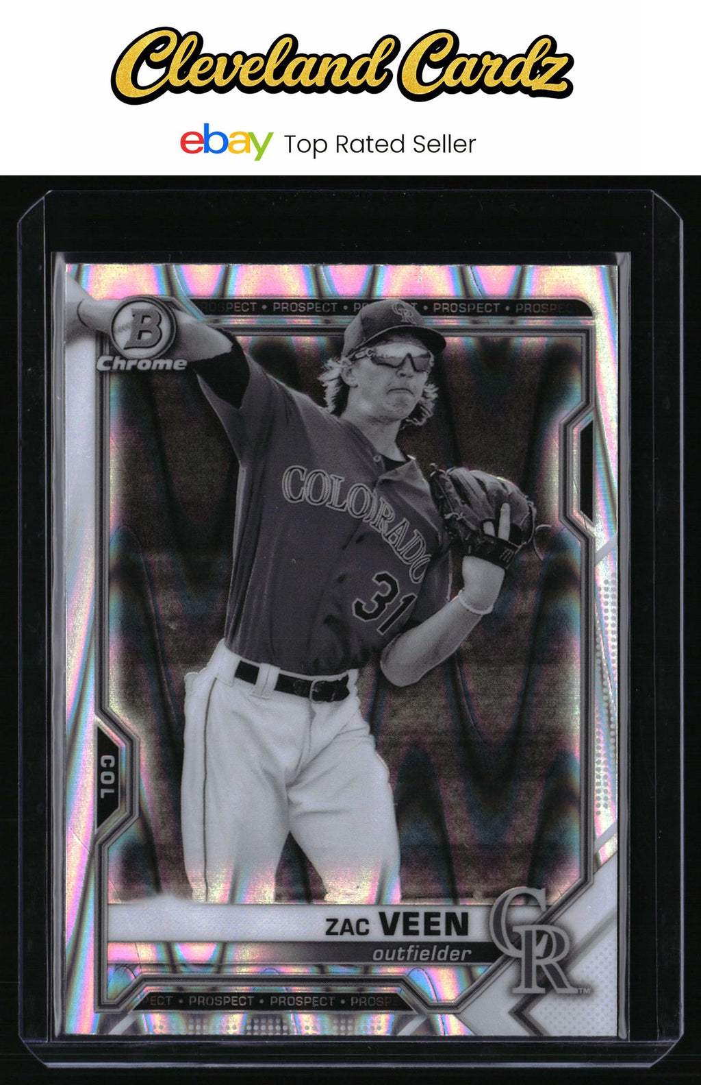 2021 Bowman Draft #BDC-150 Zac Veen Chrome Black & White RayWave Refractor