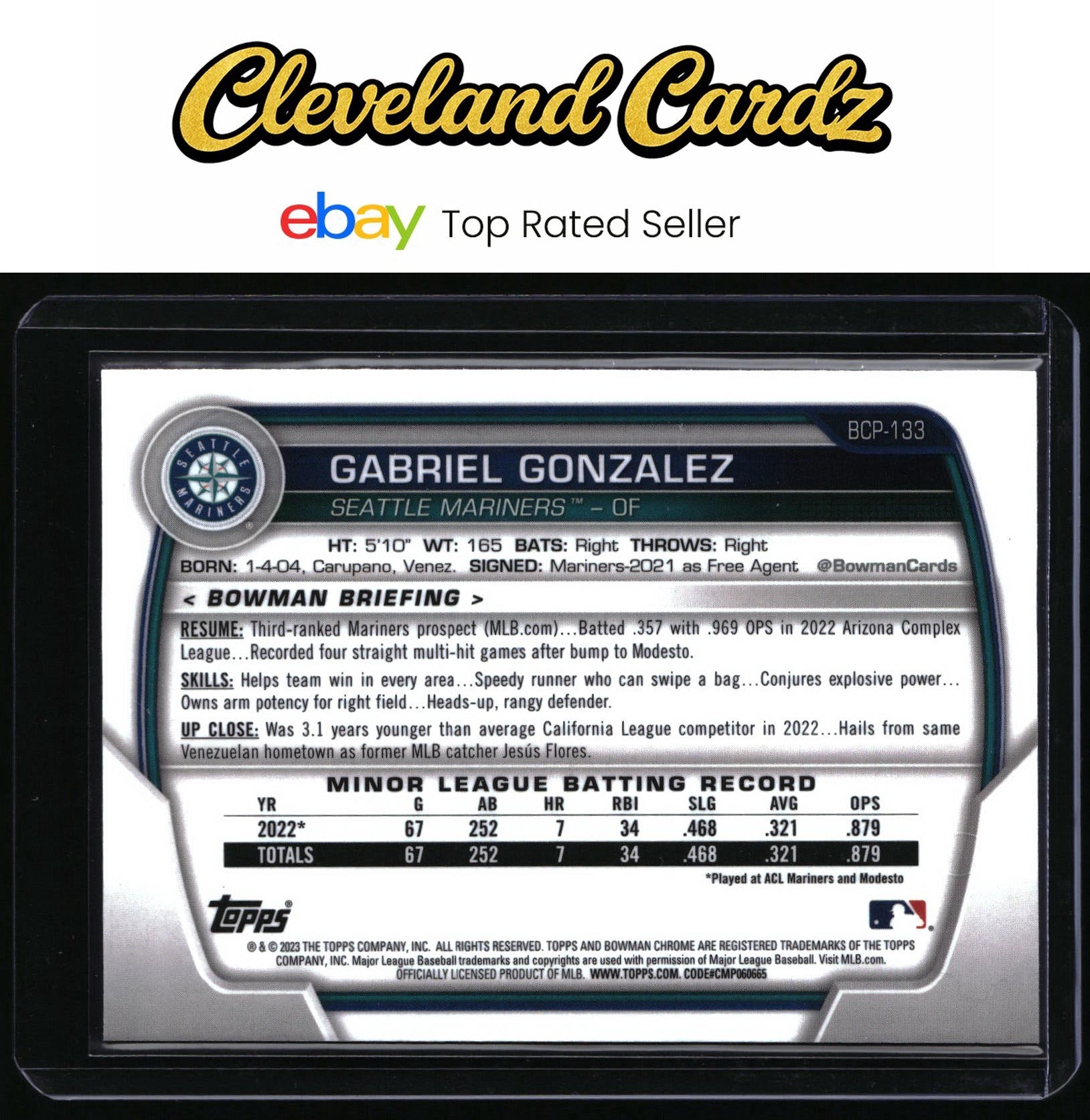 2023 Bowman #BCP-133 Gabriel Gonzalez Chrome Prospects
