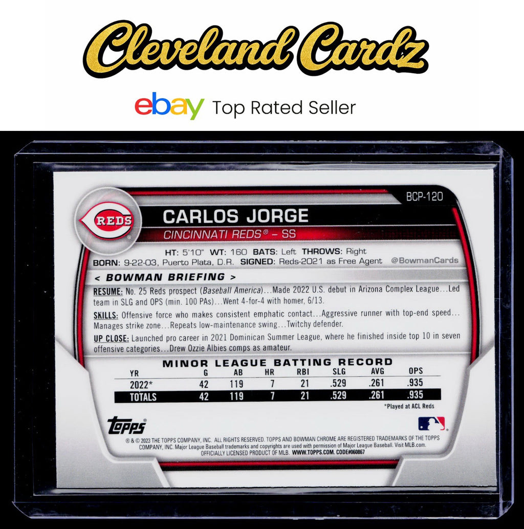 2023 Bowman #BCP-120 Carlos Jorge Chrome Prospects Mojo Refractors