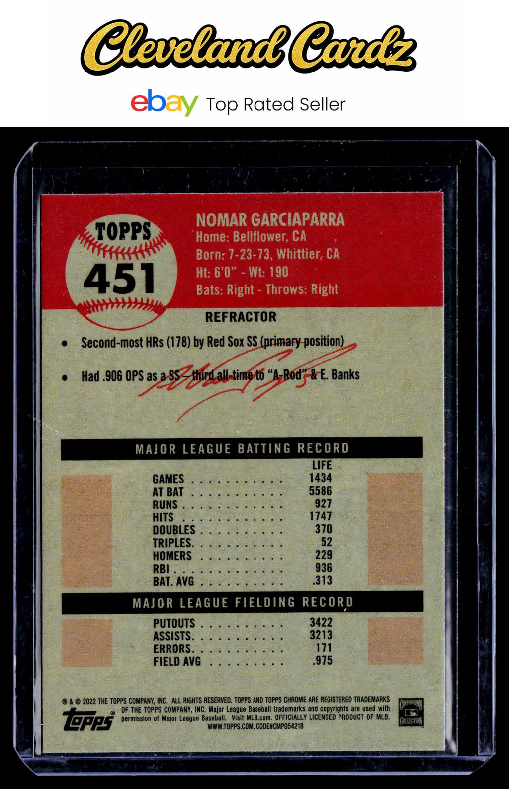 2022 Topps Chrome Platinum Anniversary #451 Nomar Garciaparra Refractor