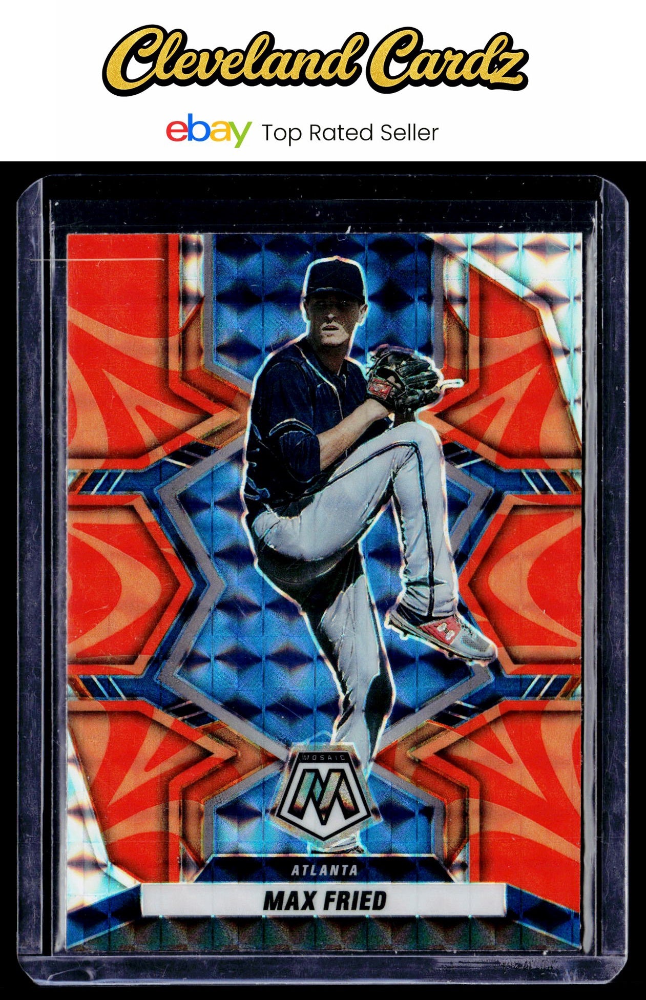 2022 Panini Mosaic #105 Max Fried Reactive Orange Mosaic
