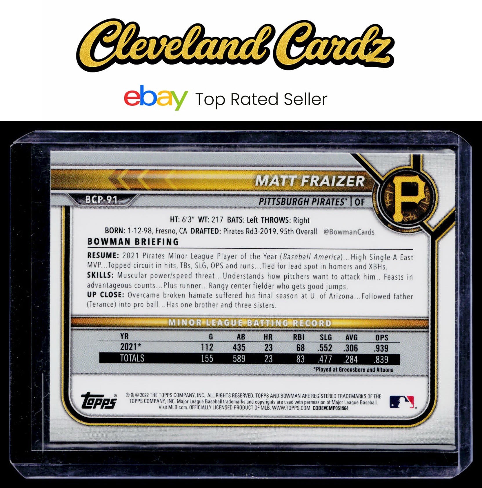 2022 Bowman Sapphire Edition #BCP-91 Matt Fraizer