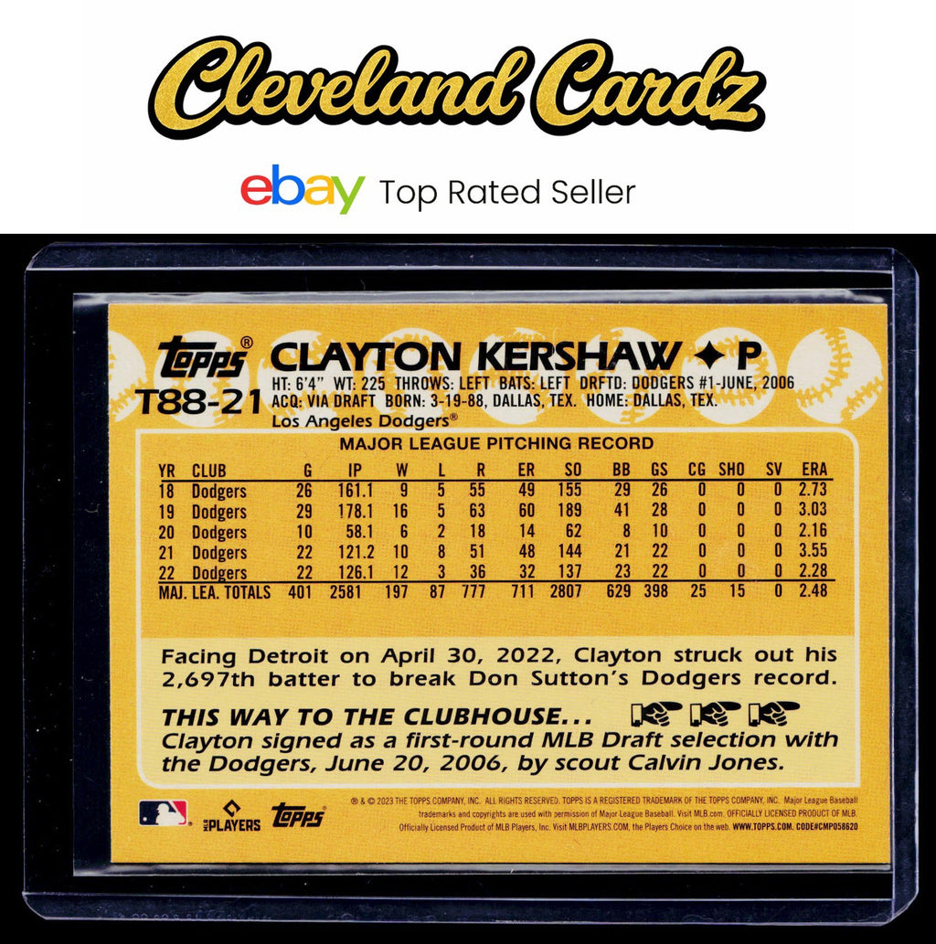 2023 Topps #T88-21 Clayton Kershaw 1988 Topps Baseball 35th Anniversary