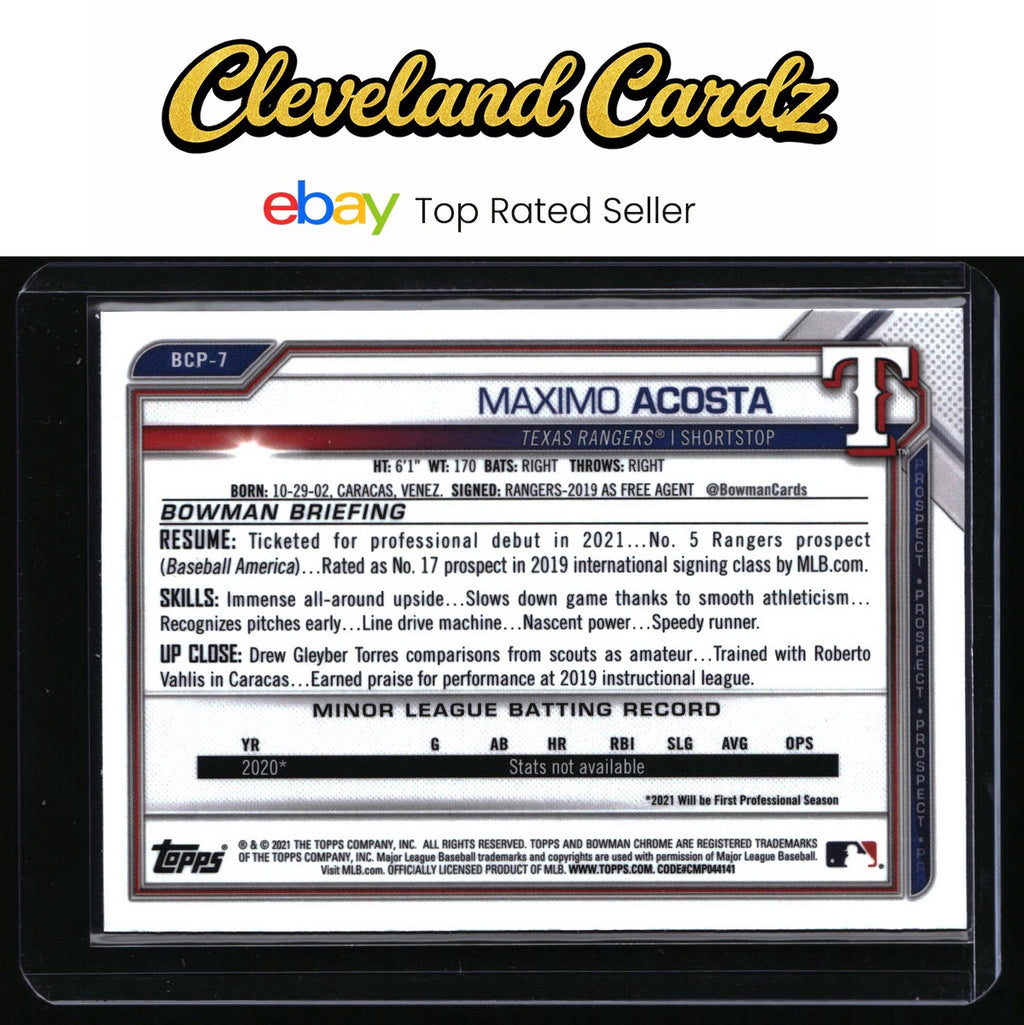 2021 Bowman #BCP-7 Maximo Acosta Chrome Prospects