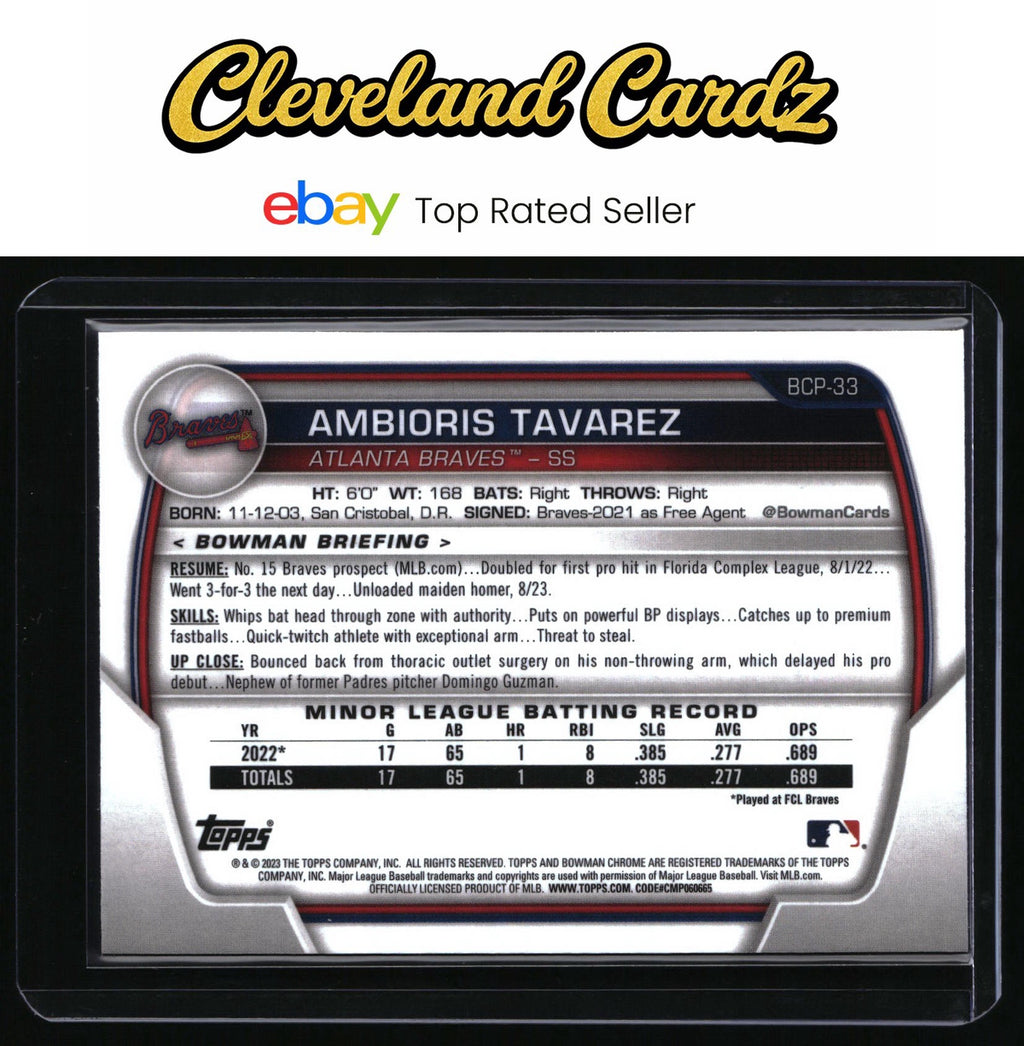 2023 Bowman #BCP-33 Ambioris Tavarez Chrome Prospects