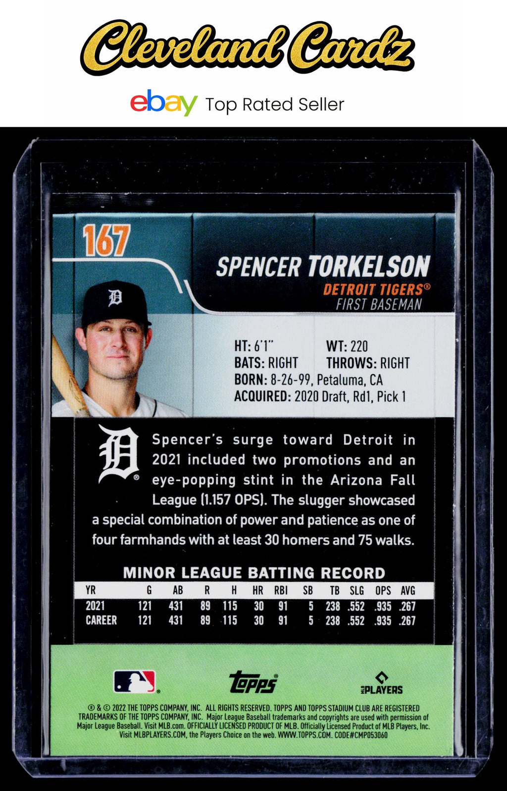 2022 Stadium Club #167 Spencer Torkelson RC