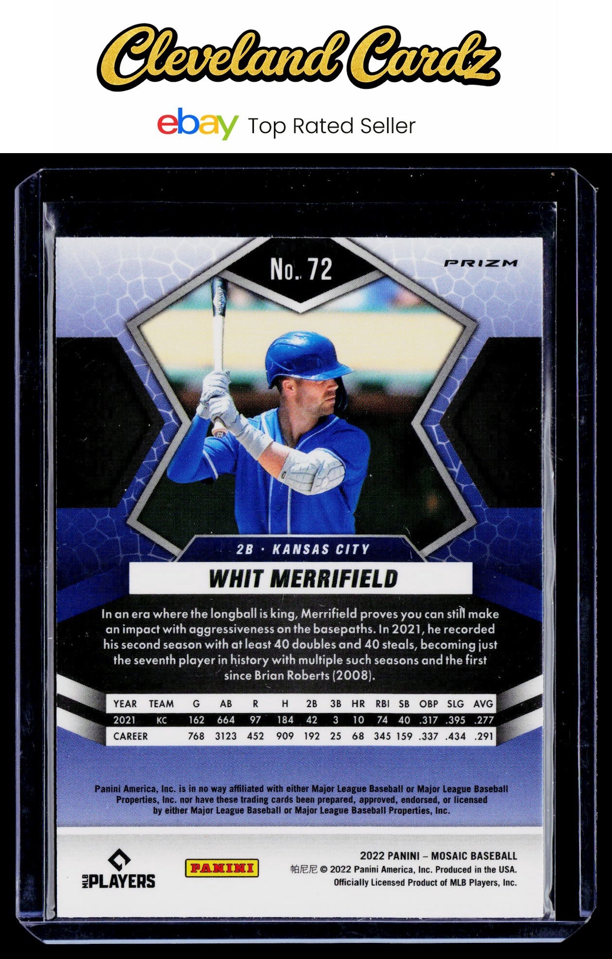 2022 Panini Mosaic #72 Whit Merrifield Fusion Red & Yellow Mosaic
