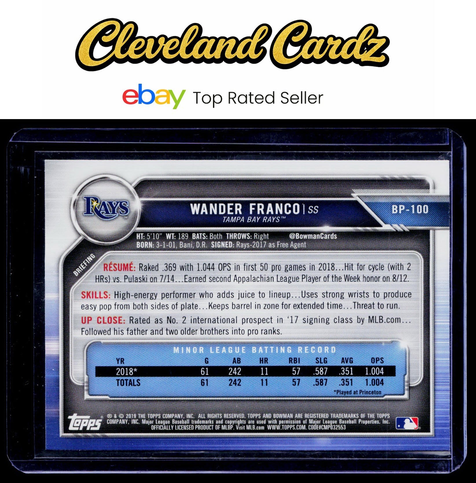 2019 Bowman #BP-100 Wander Franco Prospects