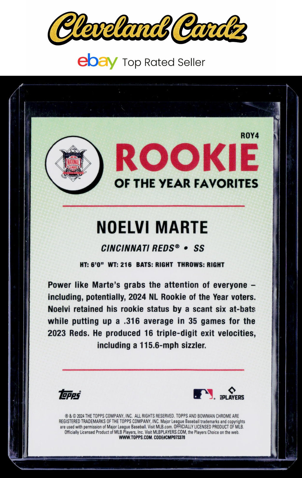 2024 Bowman #ROY-4 Noelvi Marte Rookie of the Year Favorites Mojo Refractors