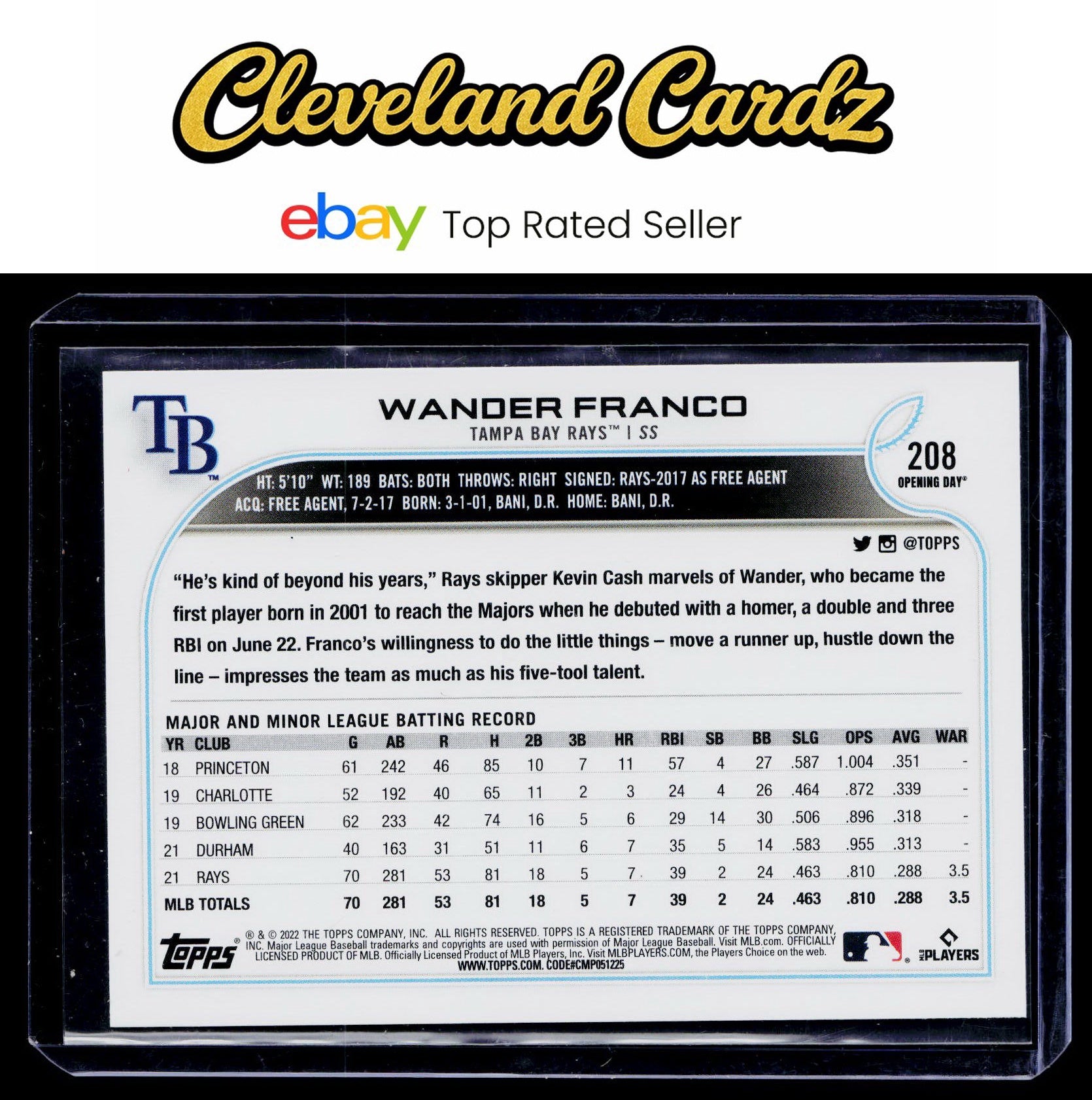 2022 Topps Opening Day #208 Wander Franco RC
