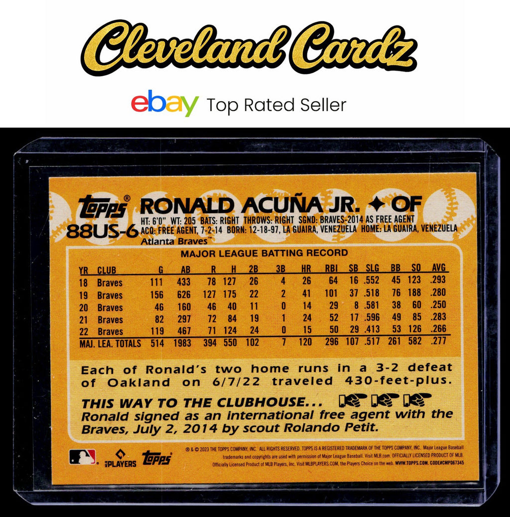 2023 Topps Update #88US-6 Ronald Acuña Jr. 1988 Topps Baseball 35th Anniversary