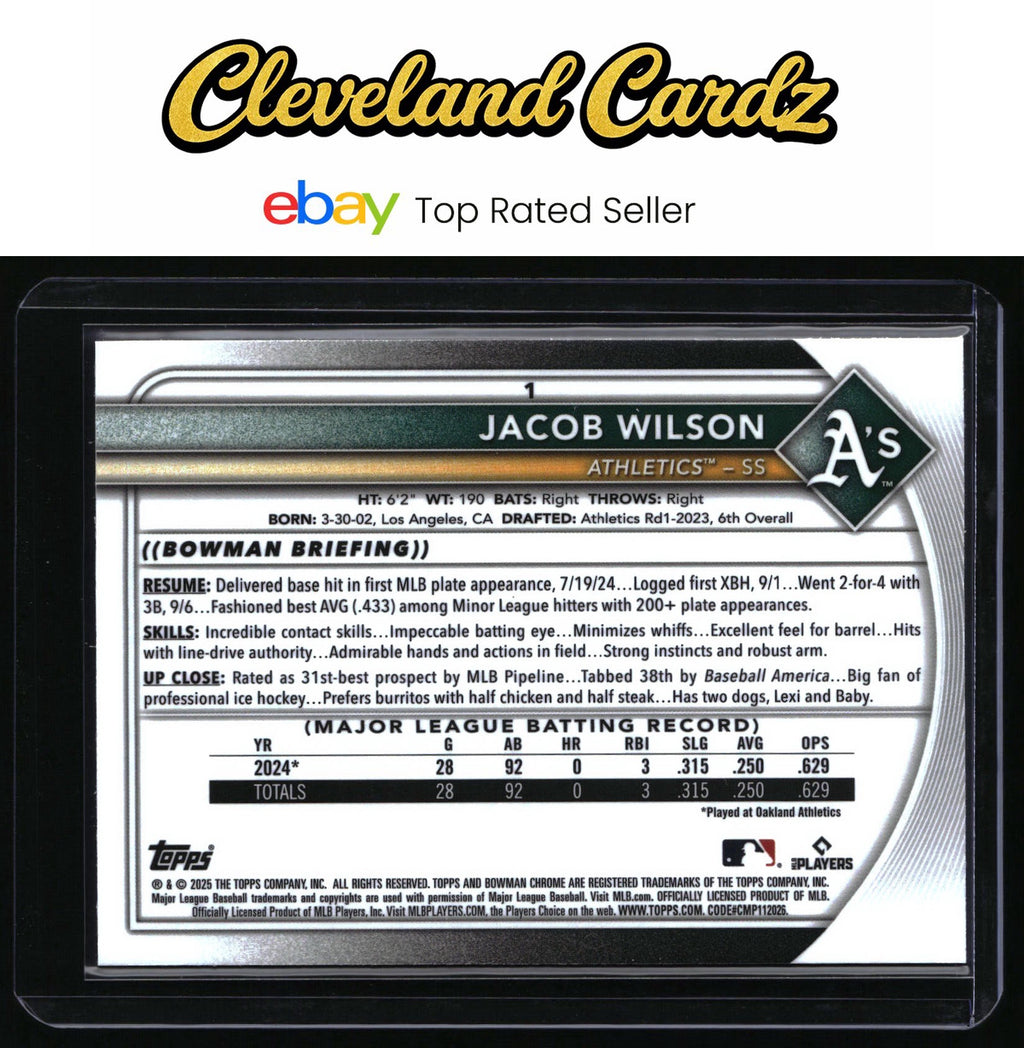 2025 Bowman Chrome #1 Jacob Wilson
